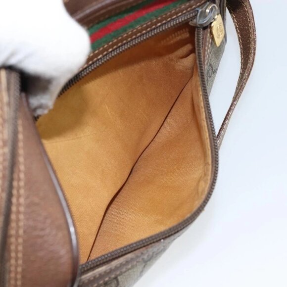 GUCCI GG Supreme Web Sherry Line Bag PVC Beige Red 56 02 087 Auth 151921 - Picture 15 of 16